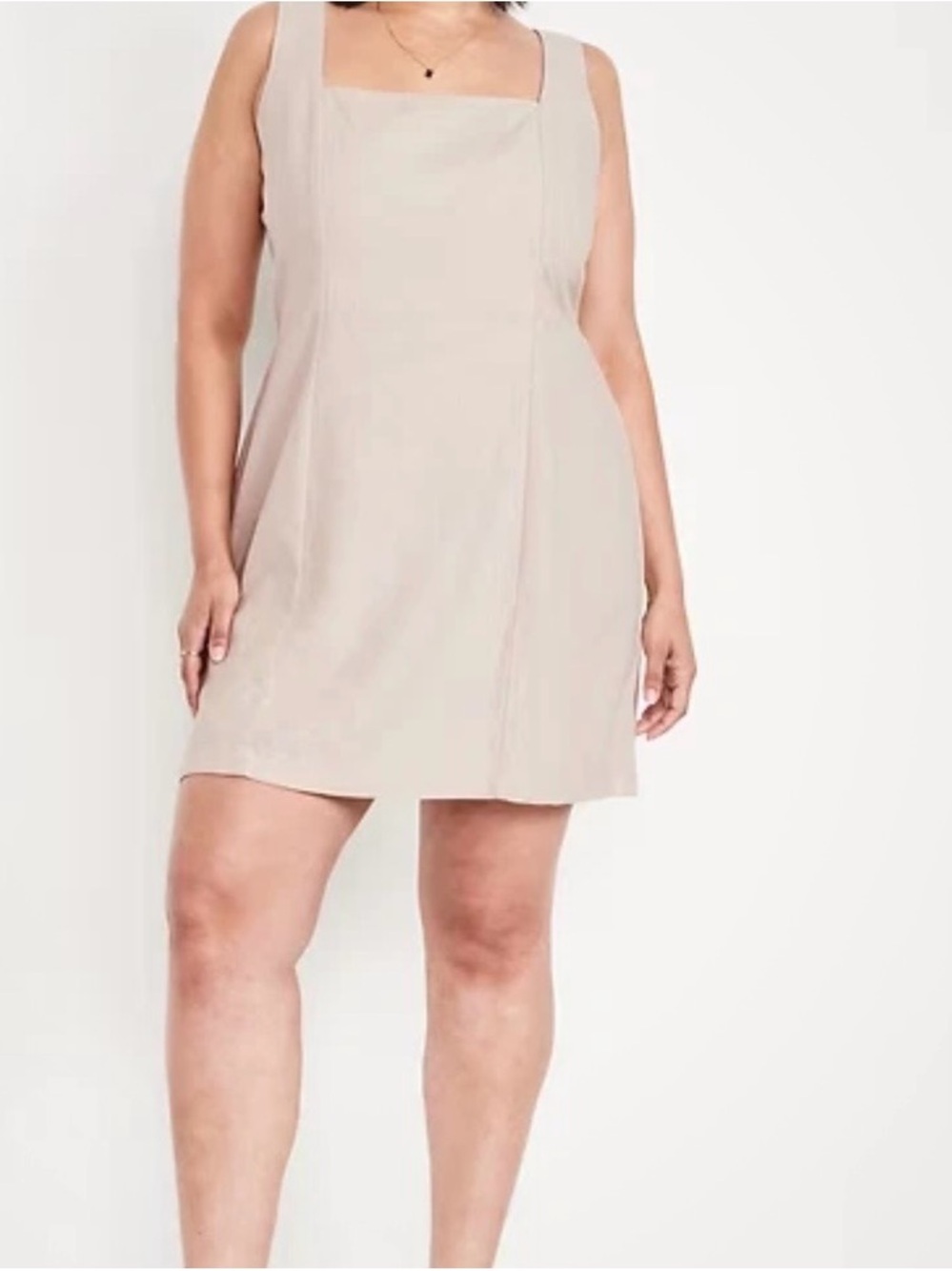 Old Navy Square Neck A-Line Mini Dress in Light Beige - Size 2X